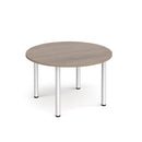 Dams Circular Radial Leg Meeting Table in Barcelona Walnut wood with a round top and radial leg design.