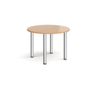 Dams Circular Radial Leg Meeting Table in beech wood with a smooth round surface and radial leg design.