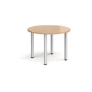 Dams circular radial leg meeting table with beech wood surface, sturdy design, and radial leg support, ideal for conference rooms.