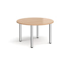 Beige circular radial leg meeting table with beech finish and central support, designed for conference or collaborative spaces.