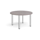 Dams Circular Radial Leg Meeting Table in grey oak finish with a smooth round tabletop and radial leg design.