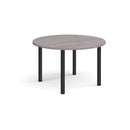 Gray oak circular radial leg meeting table by Dams with sturdy legs, ideal for conference or meeting rooms.