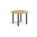 Dams Circular Radial Leg Meeting Table in oak wood with a smooth round surface and radial leg design for office or conference use.