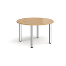 Dams Circular Radial Leg Meeting Table in oak wood, with a round tabletop and radial leg design for conference or meeting rooms.