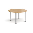 Dams Circular Radial Leg Meeting Table in oak wood with a natural finish, featuring a round tabletop and radial leg design.