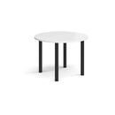 White circular radial leg meeting table by Dams with a smooth surface and modern design, ideal for conference and office spaces.