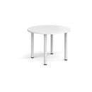 White Circular Radial Leg Meeting Table by Dams with a sleek design and sturdy legs, suitable for conference or meeting rooms.