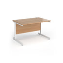 Dams Contract 25 800mm deep straight desk with beech finish and cantilever legs, ideal for office workspace.