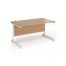 Dams Contract 25 straight desk with 800mm depth and cantilever legs, featuring a beech finish for office workspace.