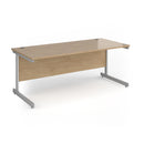 Dams Contract 25 straight desk with 800mm depth and cantilever legs in Kendal Oak finish, ideal for office workspace.