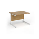 Dams Contract 25 oak straight desk with 800mm depth and cantilever legs, showcasing a modern office workspace.