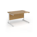 Dams Contract 25 straight desk with 800mm depth, oak finish, cantilever legs, ideal for office workspace.