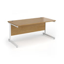 Dams Contract 25 oak straight desk with 800mm depth and cantilever legs, showcasing a modern office workspace design