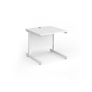 White Dams Contract 25 800mm deep straight desk with cantilever legs, showing a sleek modern office workspace.