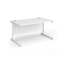 White Dams Contract 25 800mm deep straight desk with cantilever legs, featuring a sleek modern design and spacious workspace.