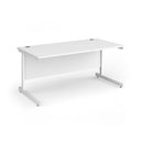 White Dams Contract 25 800mm deep straight desk with cantilever legs, showcasing a sleek modern office workspace.