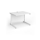 White Dams Contract 25 800mm deep straight desk with cantilever legs, featuring a sleek, modern office workspace design.