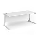White Dams Contract 25 800mm deep straight desk with cantilever legs, showcasing a sleek modern office workspace.