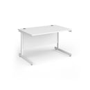 White Dams Contract 25 800mm deep straight desk with cantilever legs, showcasing a sleek office workspace.