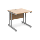 Dams Momento 800mm deep straight desk with cantilever legs in beech finish, showcasing its sleek modern design and sturdy construction.