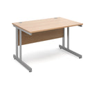 Dams Momento 800mm deep straight desk with cantilever legs in beech wood finish, modern office furniture for workspace setup.