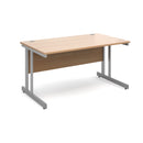 Dams Momento 800mm deep straight desk with cantilever legs in beech wood finish, featuring a clean, modern design.