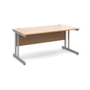 Dams Momento 800mm deep straight desk with cantilever legs in beech finish, wooden office workspace with clean lines.