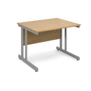 Dams Momento 800mm deep straight oak desk with cantilever legs, modern office furniture with sleek design and natural wood finish.