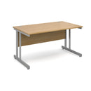Dams Momento 800mm deep straight desk with oak finish and cantilever legs, modern office furniture workspace.