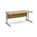 Dams Momento 800mm deep straight oak desk with cantilever legs, featuring a modern, sturdy workspace design.