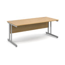 Dams Momento 800mm deep straight desk with oak finish and cantilever legs, ideal for modern office or workspace setup