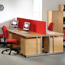 Dams Momento 800mm deep straight oak desk with cantilever legs, showing the sleek tabletop and modern office furniture design.