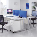Dams Momento 800mm deep straight desk with oak finish and cantilever legs, showcasing a modern office workspace design.