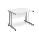 Dams Momento 800mm deep straight desk with white finish and cantilever legs, modern office furniture for workspace setup