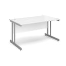 White Dams Momento 800mm deep straight desk with cantilever legs, showcasing a sleek modern office workspace.