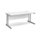 White Dams Momento 800mm deep straight desk with cantilever legs, featuring a clean, modern design and sturdy construction.