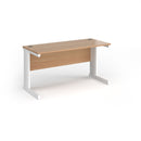 Vivo 600mm deep straight desk in beech finish by Dams, showing a sleek wooden office desk with clean lines and a smooth surface.