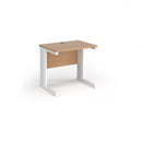 Vivo 600mm deep straight desk in beech wood finish by Dams, showing a sleek, modern office desk with a smooth surface.
