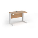Vivo 600mm deep straight desk in beech finish by Dams, showing a sleek, modern office workspace with a straight desk design.