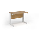 Vivo 600mm deep straight desk in oak wood finish, featuring a sleek rectangular surface and sturdy Dams brand construction.