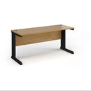 Vivo 600mm deep straight oak desk by Dams, showing a sleek wooden desk with a smooth surface and straight edges.