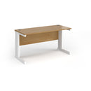 Dams Vivo 600mm deep straight desk in oak wood finish, featuring a spacious workspace and modern design.