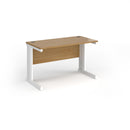 Vivo 600mm deep oak straight desk by Dams with clean wood finish and spacious workspace, ideal for modern office settings.