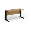 Vivo 600mm deep straight oak desk by Dams, showing its clean, modern design with a spacious rectangular surface.