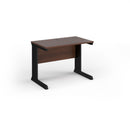 Dams Vivo 600mm deep straight desk in walnut wood with a sleek, modern design and spacious workspace.