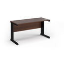 Dams Vivo 600mm deep straight walnut desk with clean lines and smooth surface, ideal for modern office or workspace setup.