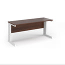 Dams Vivo 600mm deep straight desk in walnut finish with clean desktop surface and sturdy straight legs.