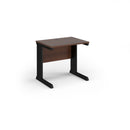 Dams Vivo 600mm deep straight desk in walnut finish, showcasing smooth wooden surface and sturdy straight desk design.