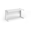 White Vivo 600mm deep straight desk by Dams, showcasing a sleek, modern workspace with a clean, straight design.