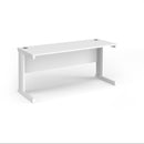 White Vivo 600mm deep straight desk by Dams, showing a clean, modern office desk with smooth surface and sturdy design.